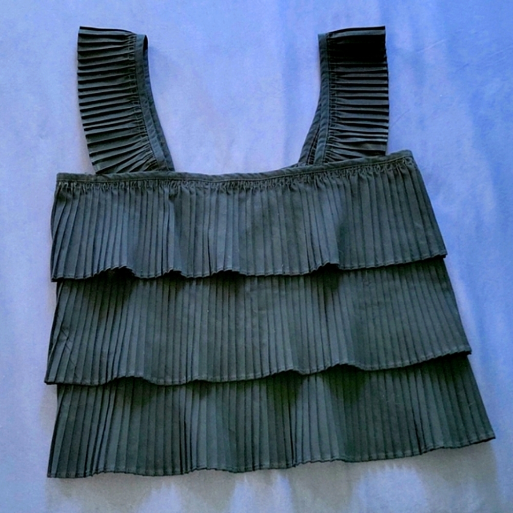 J. Crew black pleated top. Size Small